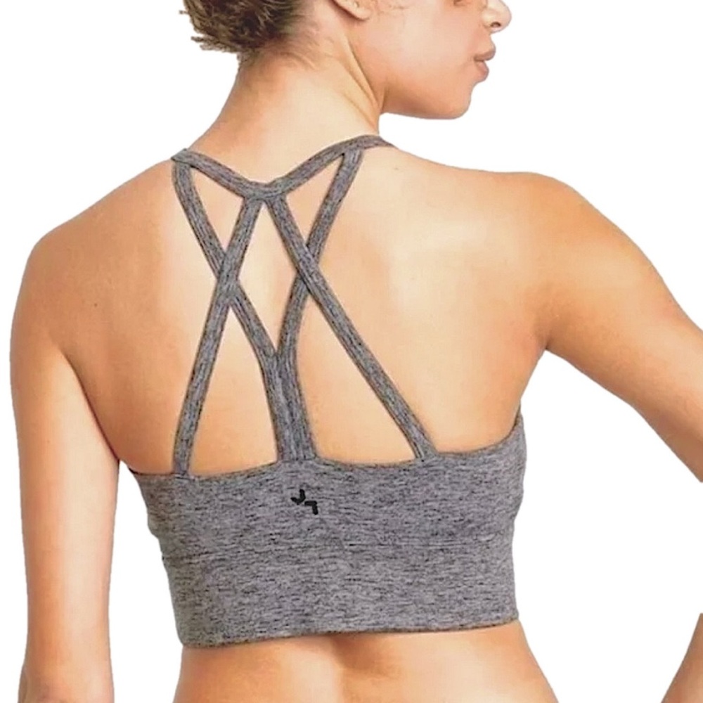 Joy Lab Strappy Longline Brushed Jersey Sports Bra - Size M Heather gray